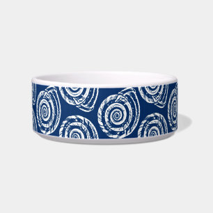 Spiral Seashell Block Print, Cobalt Blue und White Napf