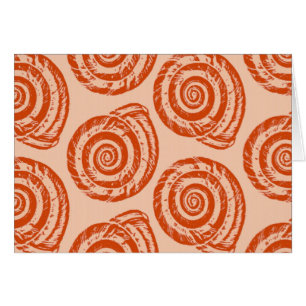 Spiral Seashell Block Print, Coral Orange