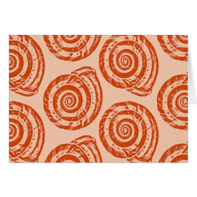 Spiral Seashell Block Print, Coral Orange (Vorderseite (Horizontal))
