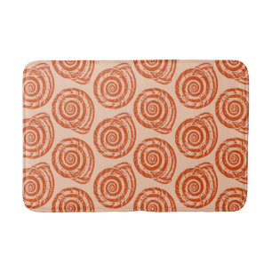 Spiral Seashell Block Print, Coral Orange Badematte