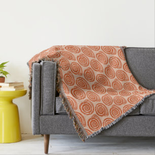 Spiral Seashell Block Print, Coral Orange Decke
