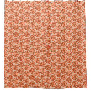 Spiral Seashell Block Print, Coral Orange Duschvorhang