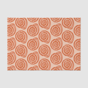 Spiral Seashell Block Print, Coral Orange Seidenpapier