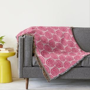 Spiral Seashell Block Print, Coral Pink & Fuchsia Decke
