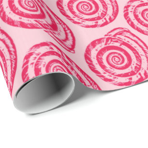 Spiral Seashell Block Print, Coral Pink & Fuchsia Geschenkpapier