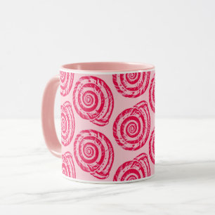 Spiral Seashell Block Print, Coral Pink & Fuchsia Tasse