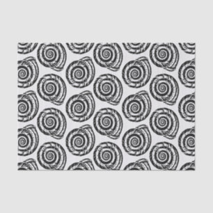 Spiral Seashell Block Print, Schwarz/Weiß Seidenpapier