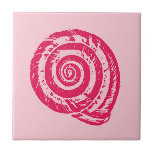 Spiral Seashell, Coral Pink und Fuchsia Pink Fliese