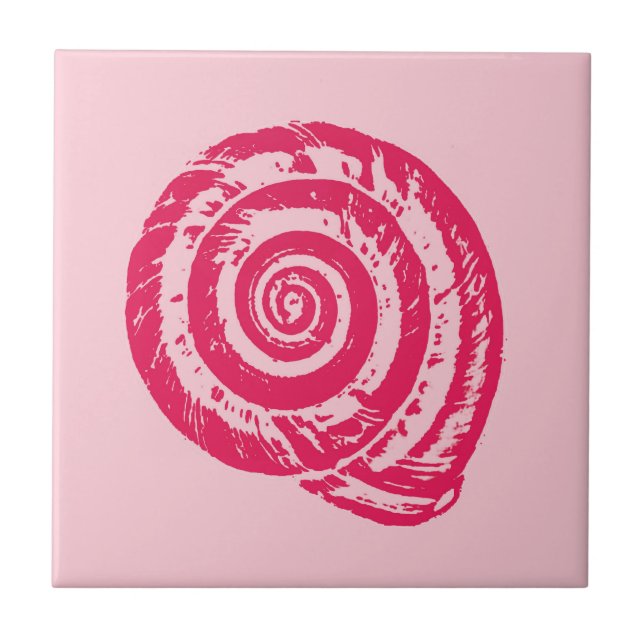 Spiral Seashell, Coral Pink und Fuchsia Pink Fliese (Vorderseite)