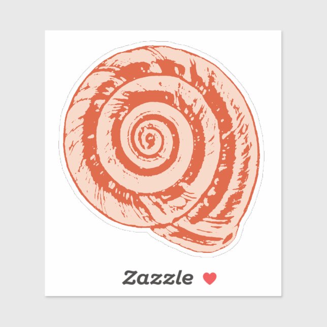 Spiral Seashell in Coral Orange Aufkleber (Blatt)