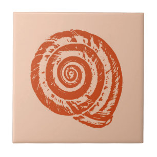 Spiral Seashell, Light Coral Orange Keramik Tile Fliese