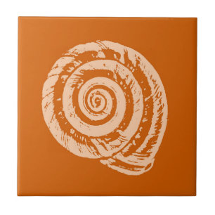 Spiral Seashell, Orangefarbene Keramik Fliese