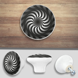 Spiral Swirl Black and White Cabinet Drawer Knobla Keramikknauf