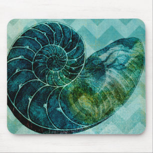 Spiral Turquoise Conch Muschel Mousepad