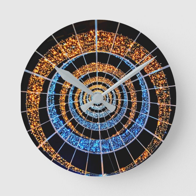 Spiral Twinkle Lights Round Wall Clock Runde Wanduhr (Vorderseite)