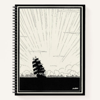 Spiral Vintag Pirate Ship Illustration Notizbuch
