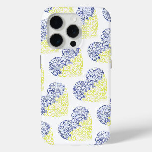 Spiral Wirbel mehandi Herz Ukrainische Flaggenfarb Case-Mate iPhone Hülle