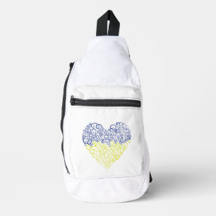 Spiral Wirbel mehandi Herz Ukrainische Flaggenfarb Crossbody Bag