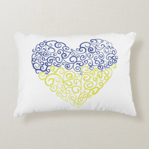 Spiral Wirbel mehandi Herz Ukrainische Flaggenfarb Dekokissen