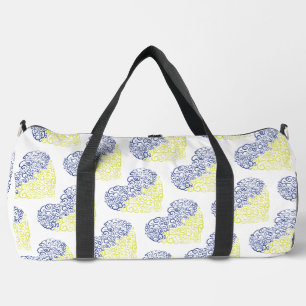 Spiral Wirbel mehandi Herz Ukrainische Flaggenfarb Duffle Bag