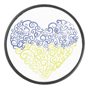 Spiral Wirbel mehandi Herz Ukrainische Flaggenfarb Eishockey Puck