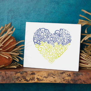 Spiral Wirbel mehandi Herz Ukrainische Flaggenfarb Fotoplatte