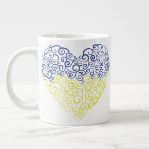 Spiral Wirbel mehandi Herz Ukrainische Flaggenfarb Jumbo-Tasse