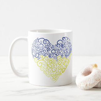 Spiral Wirbel mehandi Herz Ukrainische Flaggenfarb Kaffeetasse