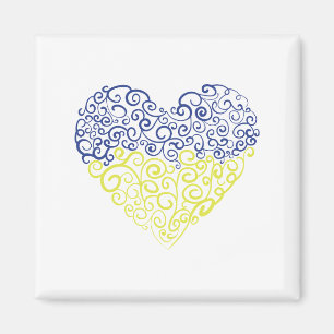 Spiral Wirbel mehandi Herz Ukrainische Flaggenfarb Magnet