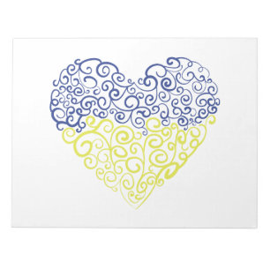 Spiral Wirbel mehandi Herz Ukrainische Flaggenfarb Notizblock