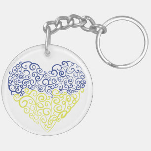Spiral Wirbel mehandi Herz Ukrainische Flaggenfarb Schlüsselanhänger