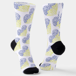 Spiral Wirbel mehandi Herz Ukrainische Flaggenfarb Socken