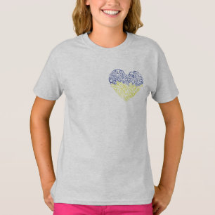 Spiral Wirbel mehandi Herz Ukrainische Flaggenfarb T-Shirt