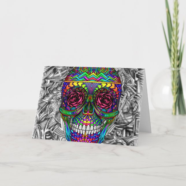 Spiral Zen Candy Skull Abstract Art Dead Head Karte (Vorderseite)