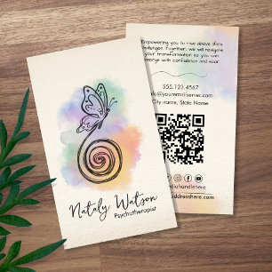 Spiral zum Schmetterling Pen Wasserfarbe Life Coac Visitenkarte