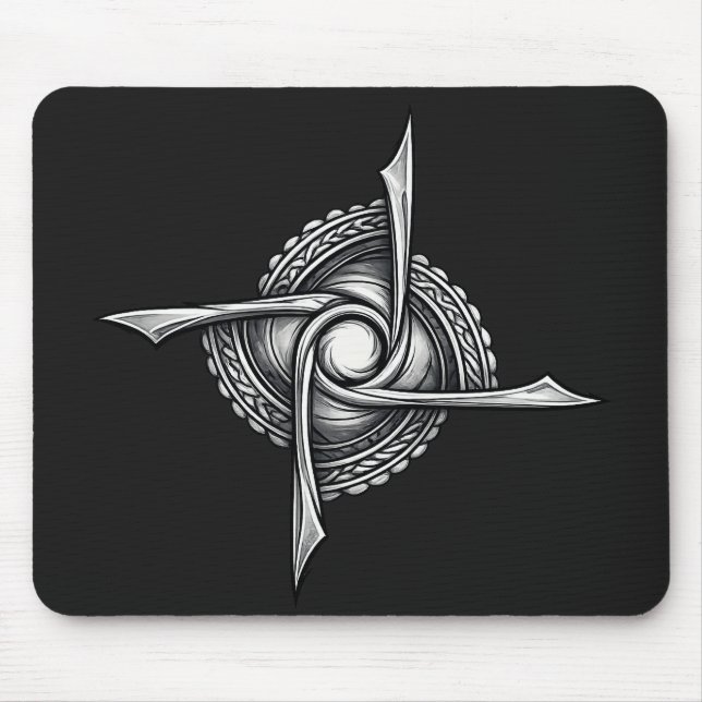 Spiralblatt-Siegel – abstraktes Rotationssymbol Mousepad (Vorne)