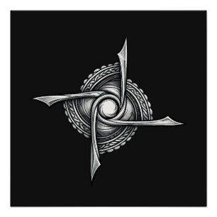 Spiralblatt-Siegel – Abstraktes Rotationssymbol Poster