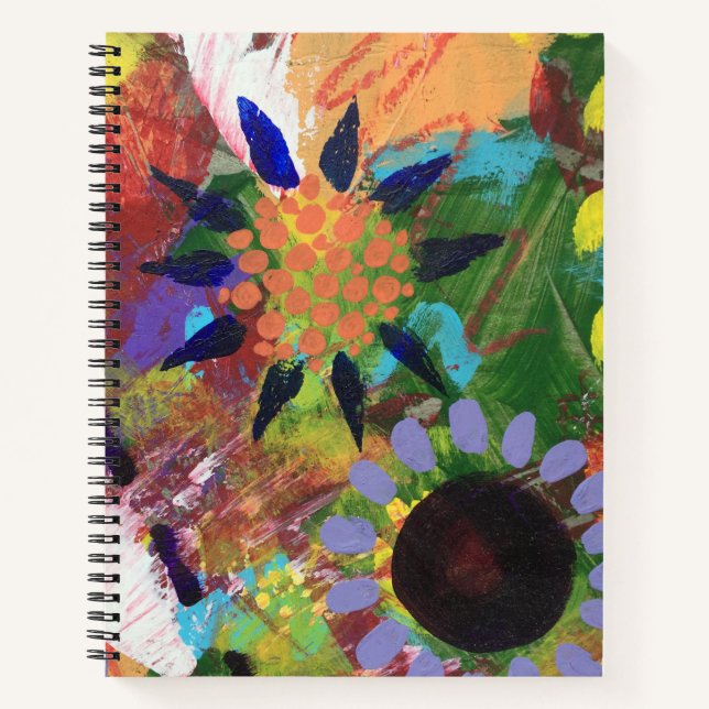 Spiralblock mit abstraktem Blumendesign Notizbuch (Vorderseite)