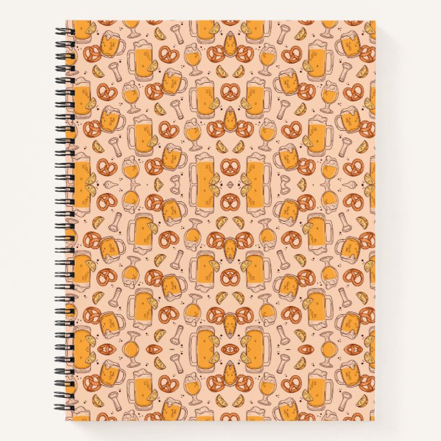 Spiralblock mit orangem Muster Notizbuch (Vorderseite)