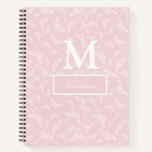 Spiralblock mit Schmetterlingen in Rosa für Damen Notizbuch