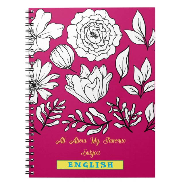 Spiralbotanisches Notebook/rosa Note Book Notizblock (Vorderseite)