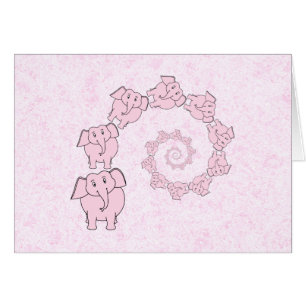 Spirale der rosa Elefanten. Rosa Hintergrund