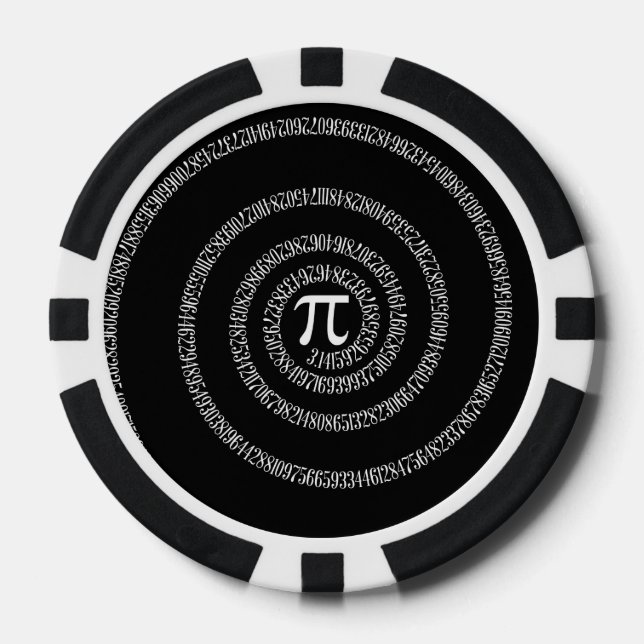 Spirale für Pi auf Solid Black Pokerchips (Vorderseite)
