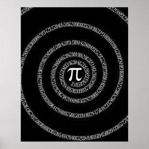 Spirale für Pi auf Solid Black Poster