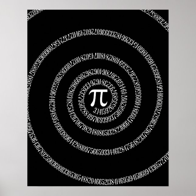 Spirale für Pi auf Solid Black Poster (Vorne)