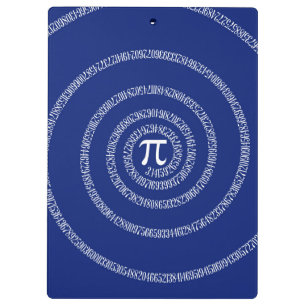 Spirale für Pi Typografie auf blau Klemmbrett