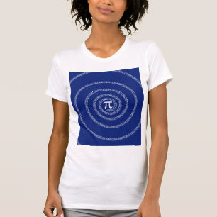 Spirale für Pi Typografie auf blau T-Shirt