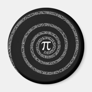 Spirale für Pi-Typografie auf schwarz Magnet