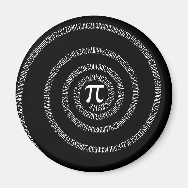Spirale für Pi-Typografie auf schwarz Magnet (Vorne)