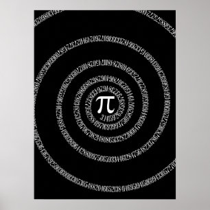 Spirale für Pi-Typografie auf schwarz Poster